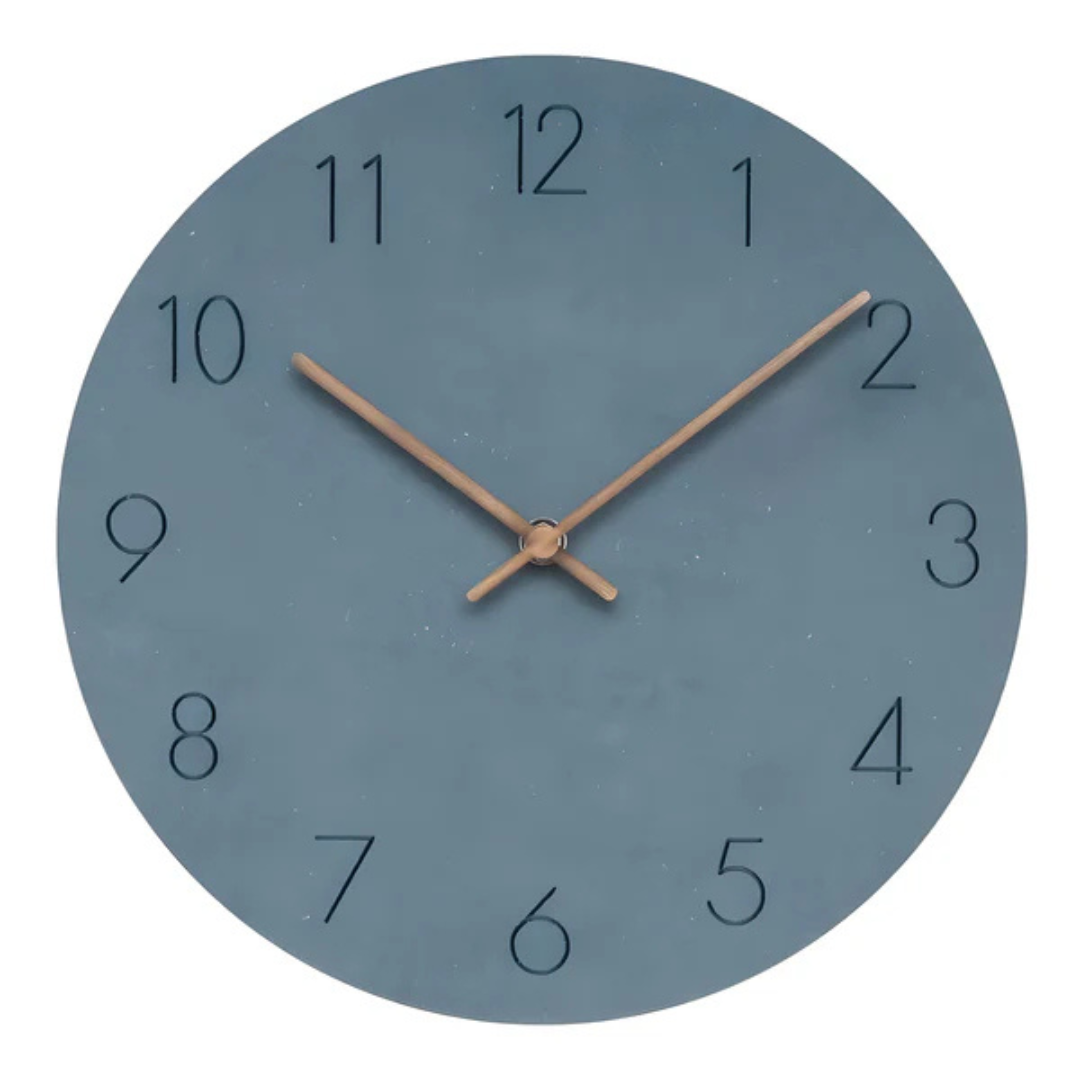 Horloge Murale en Bois avec Chiffres Blancs Moderne