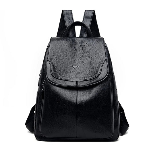 Sac à dos femme cuir noir ajustable - PanierRoyale