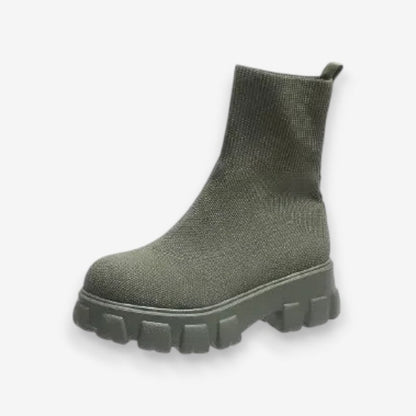 Bottines Femme Neige avec Semelle Antidérapante et Fermeture Éclair Rapide