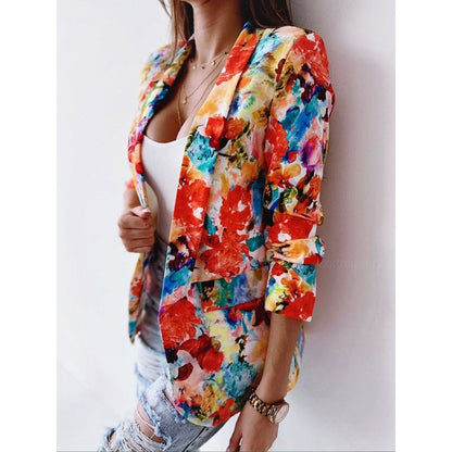 Blazer femme élégant fleuri détendu
