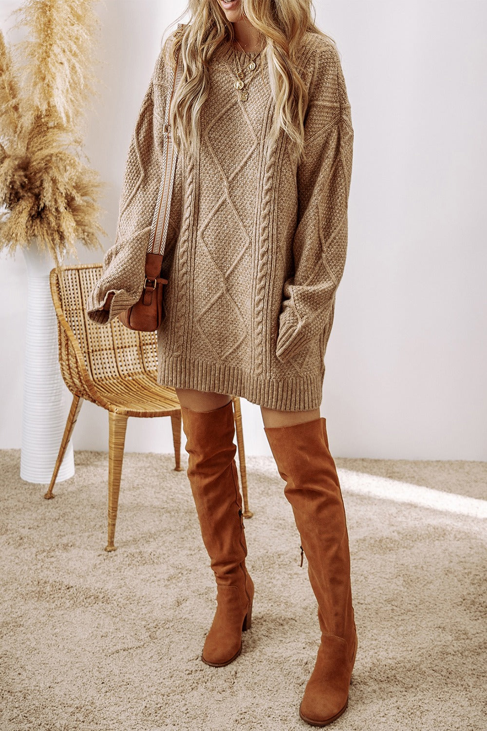 Pull Femme Hiver Chic en Maille Losangée