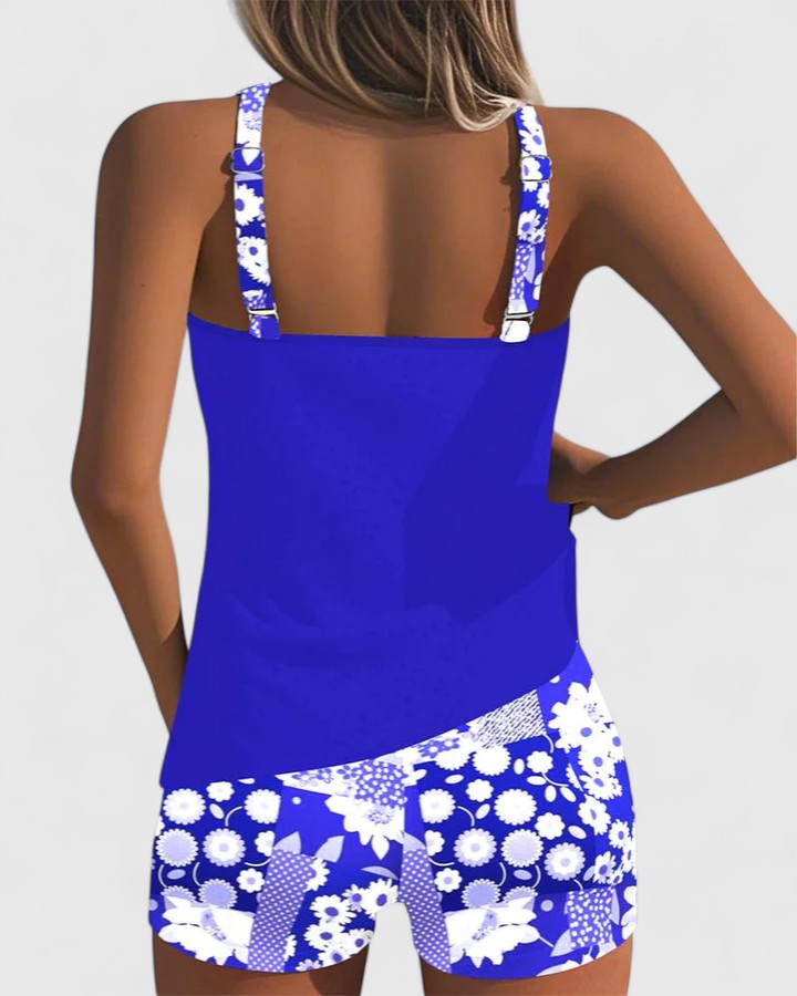 Tankini Deux Pièces Femme Polyester Coupe Sportive Dos Nageur