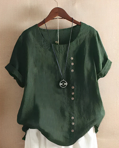 Blouse Femme Décontractée Manches Courtes Col Rond Été