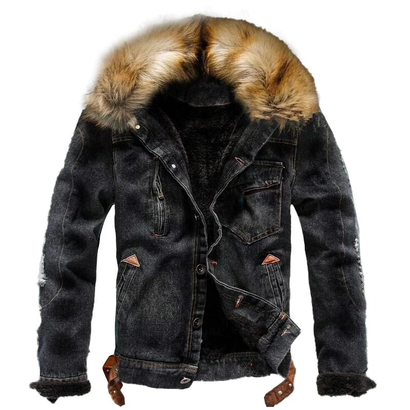 Veste Jean Décontractée à Col en Fausse Fourrure - PanierRoyale