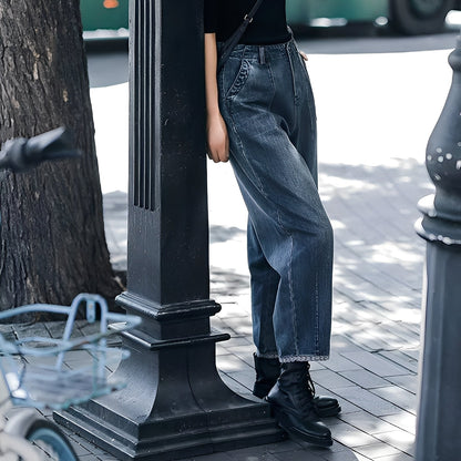 Jean Femme Confortable Taille Haute avec Poches Couture - PanierRoyale