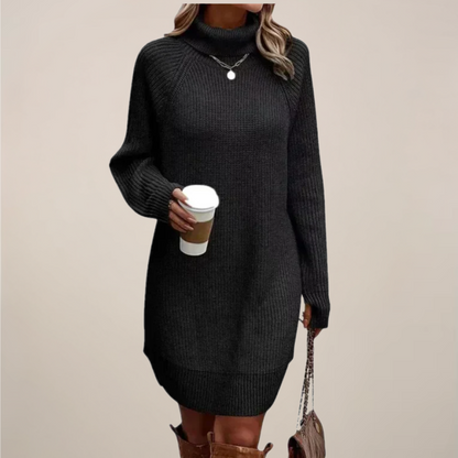 Robe Col Roulé Femme Manches Longues