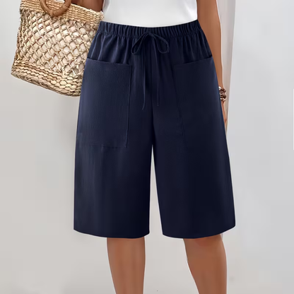 Short long femme Coton Poches Cordon Ajustable