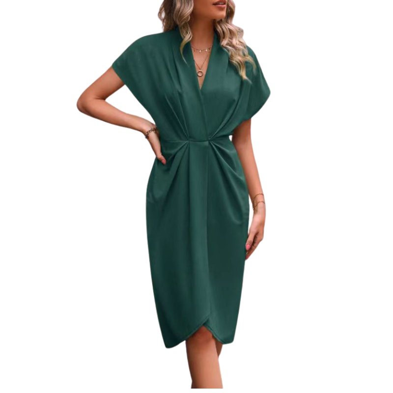 Robe Femme Col V Fente Latérale Élégante