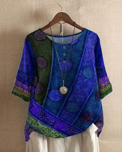 Blouse Été Manches Courtes Colorée Col V