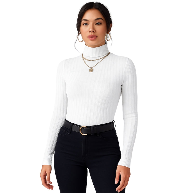 Pull à Manches Longues Col Roulé Chic et Élégant
