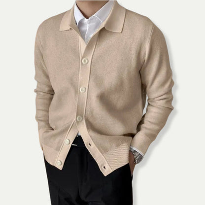 Cardigan Classique En Maille Avec Col Pour Homme | Boutonné