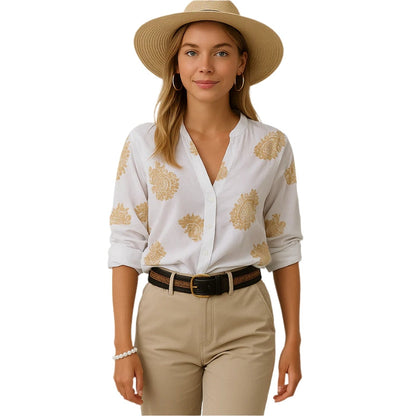 Chemise Femme Élégante Manches Longues Décolleté Plongeant