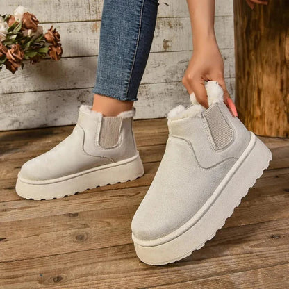 Bottines Femme Hiver Chauffantes À Lacets avec Semelle Crantée