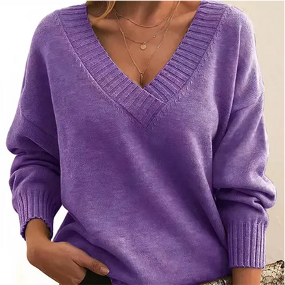Pull Femme Col V Doux et Chaude pour Hiver