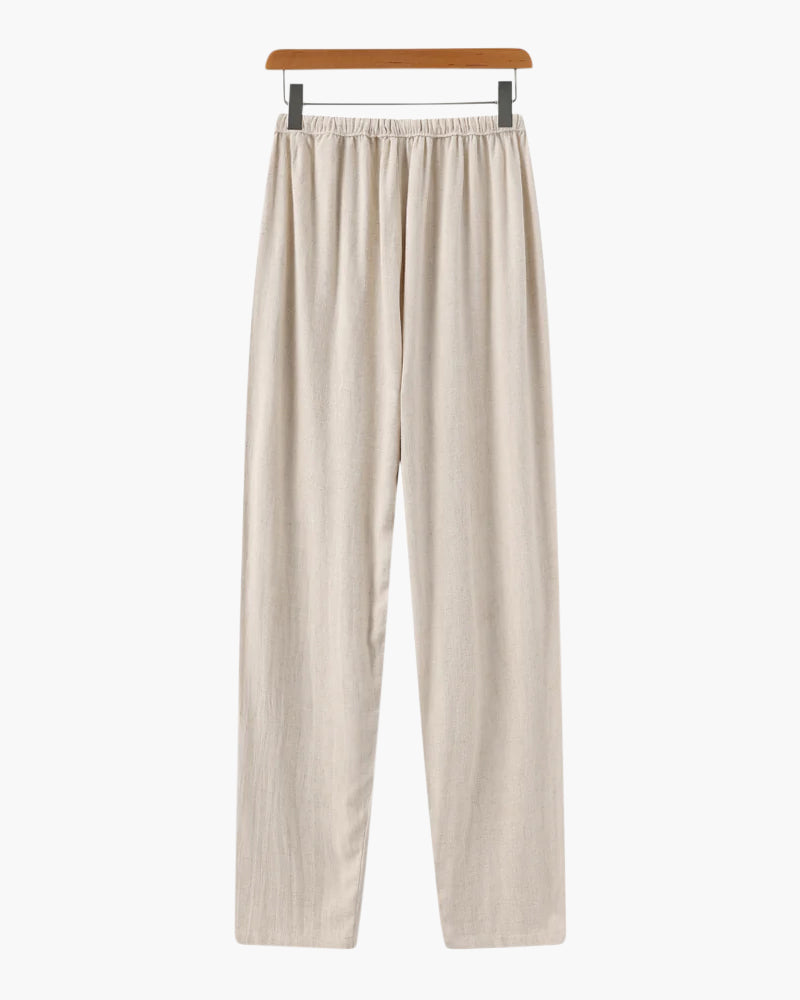 Pantalon Lin Slim Fit Homme pour Été en Lin avec Cordons