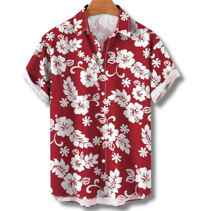 Chemise Hawaii Manches Courtes Fleurs Colorées