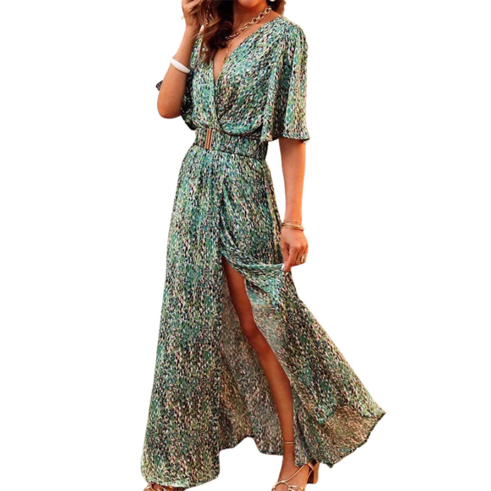 Robe Été Fleurs Col en V Décolleté - PanierRoyale