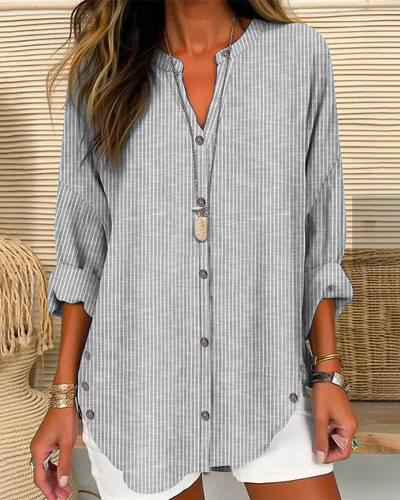 Chemise Femme Col Rond Manches Courtes Été