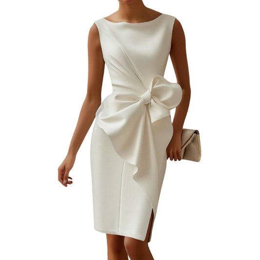 Robe Élégante Courte sans Manches en Découpe - PanierRoyale