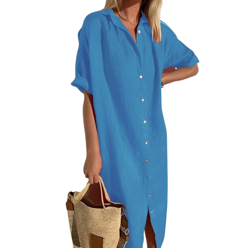 Robe Été Longue Manches Courtes pour Femme