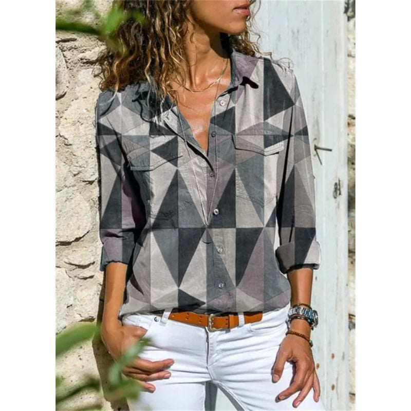 Chemise Femme Manches Longues à Imprimé Floral Élégante