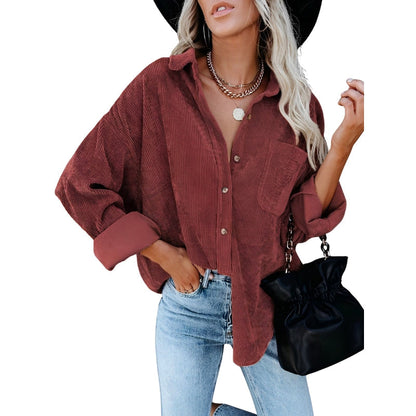 Chemise Oversize Velours Douce avec Poche avant
