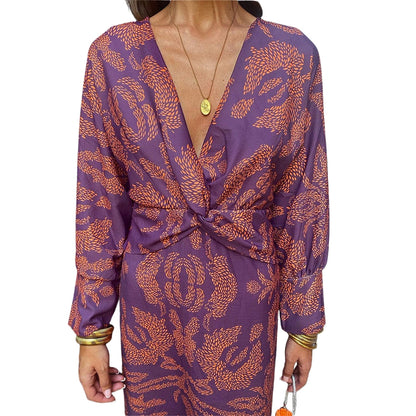 Robe Longue Manches Élégante et Colorée