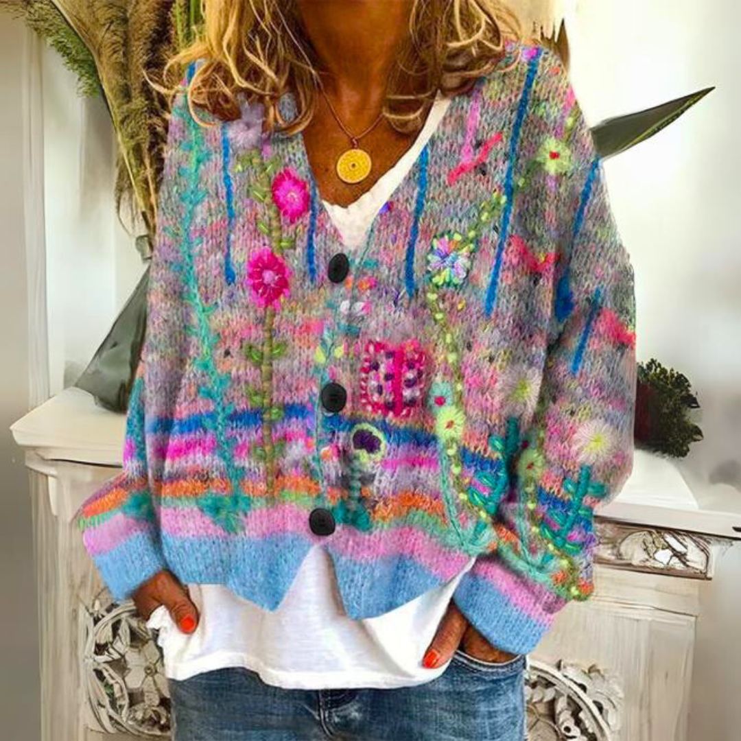 Gilet en Maille Coloré avec Manches Longues - PanierRoyale