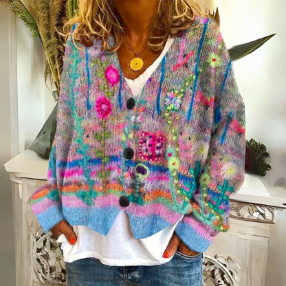 Gilet en Maille Coloré avec Manches Longues - PanierRoyale