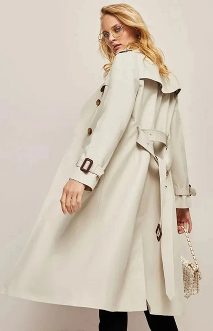 Manteau Femme Long Élégant avec Col Revers