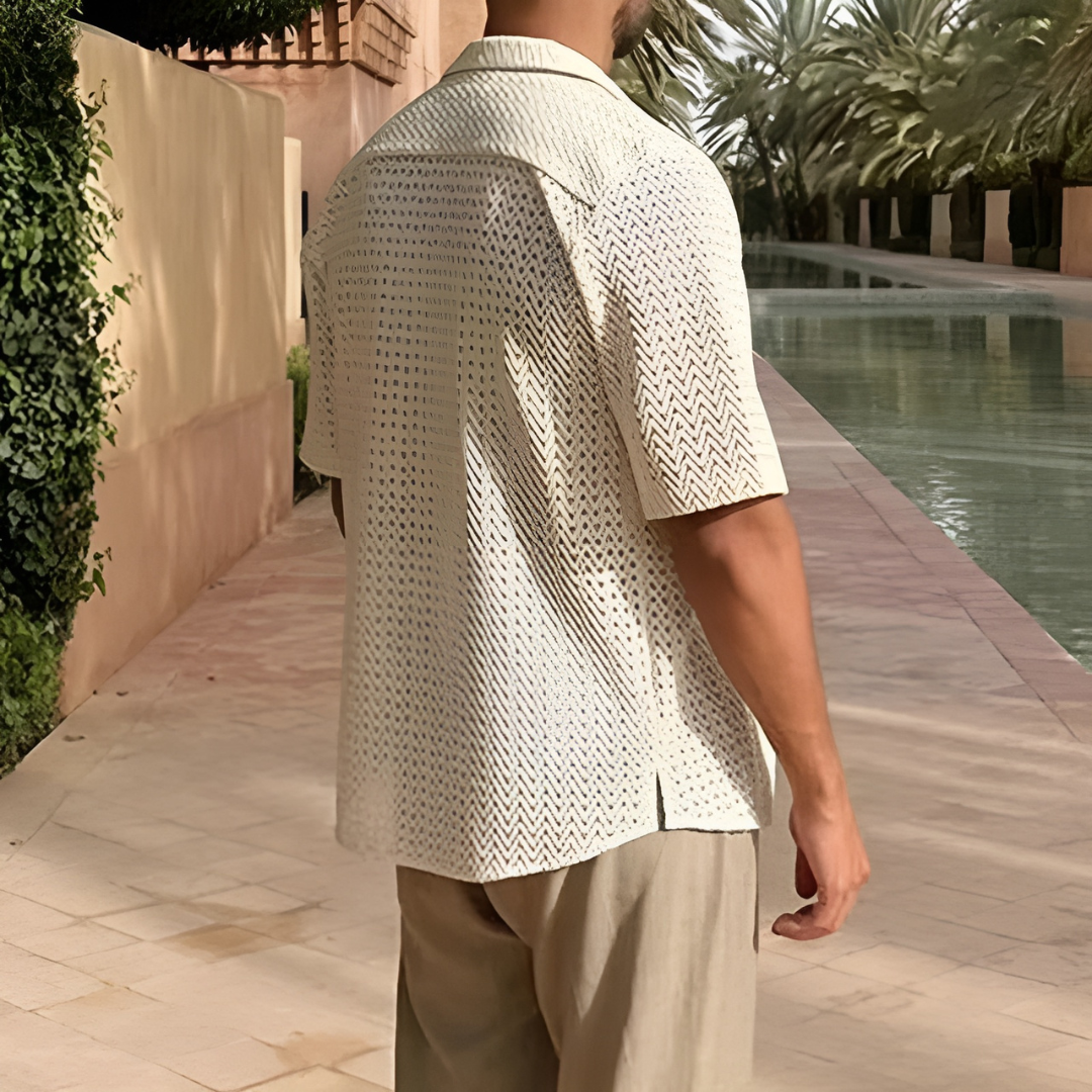 Chemise à manches courtes décontractée style rétro