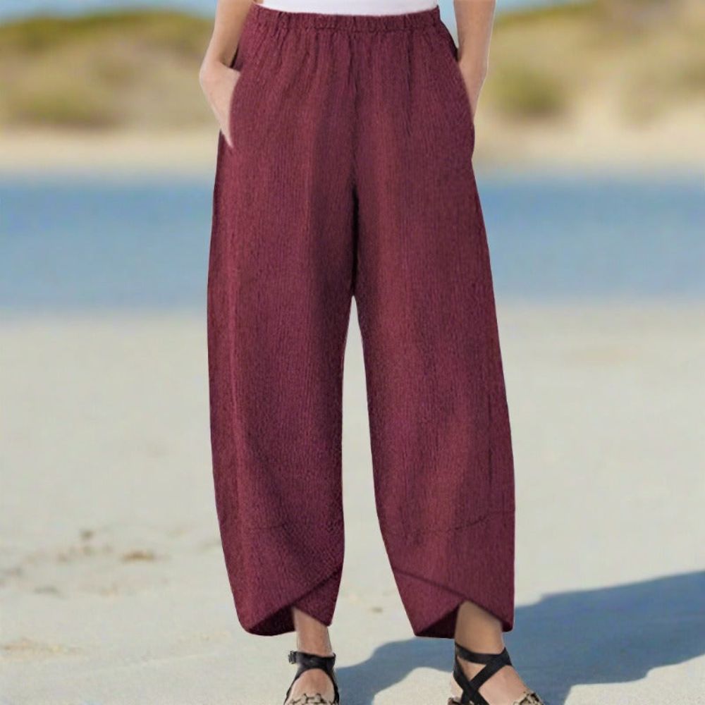 Pantalon Femme Décontracté avec Poches et Taille Élégante
