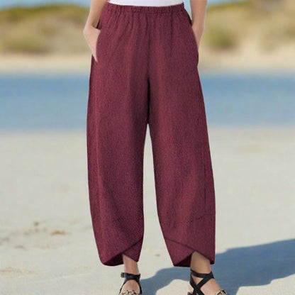 Pantalon Femme Décontracté avec Poches et Taille Élégante