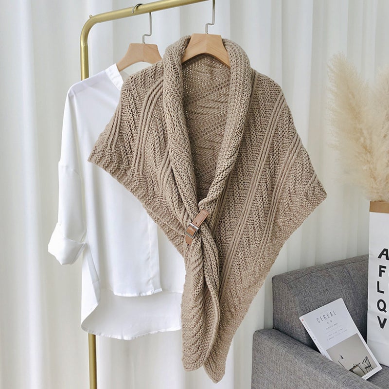Écharpe Femme Tricotée Brun Cachemire Hiver