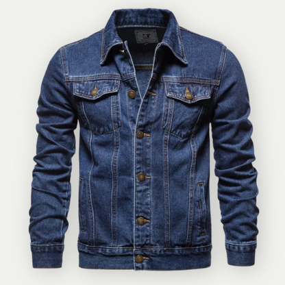 Veste Jean Homme Noir Classique avec Boutons Métal