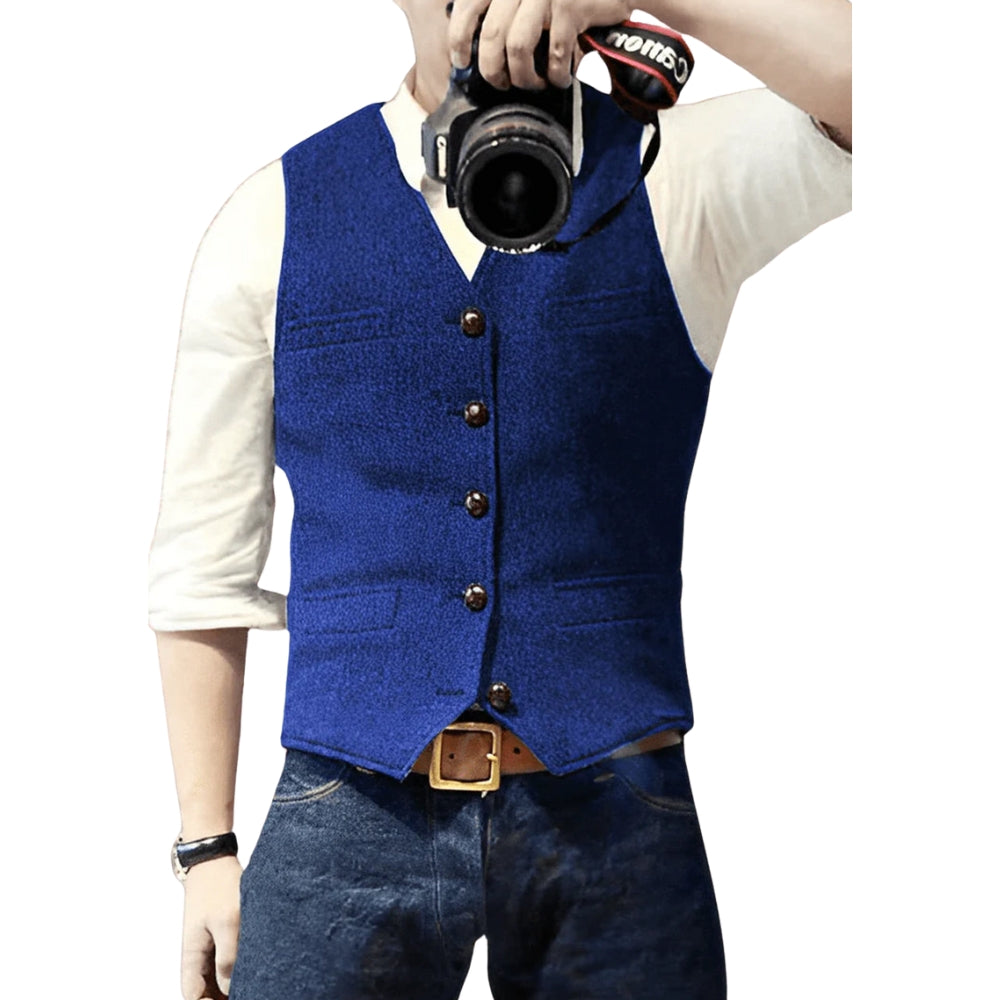 Gilet Casual Col V avec Poches Latérales
