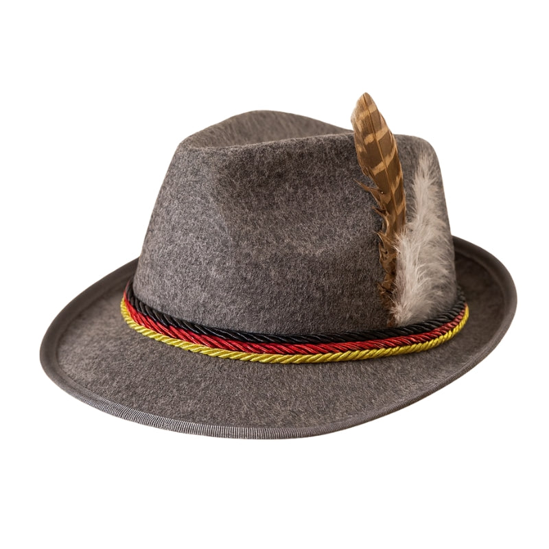 Chapeau Bavarois Classique avec Plume Décorative