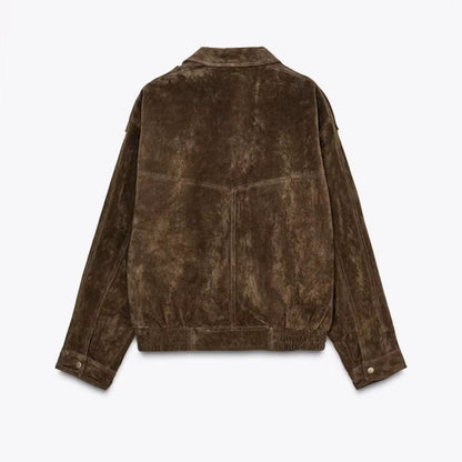 Veste Femme Effet Suédé Coupe Ample Oversize Style Urbain