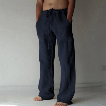 Pantalon Homme Grand Taille en Lin Blanc Élégant