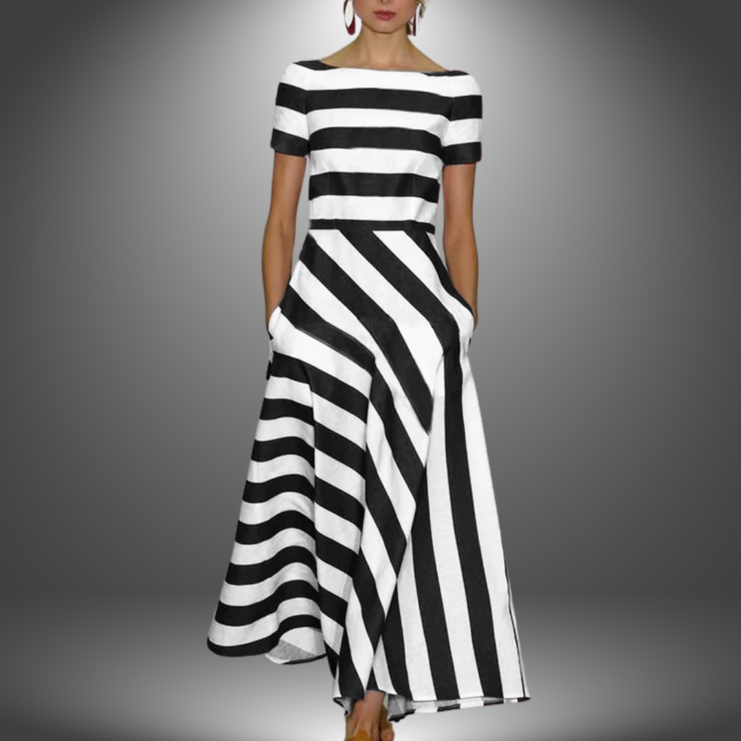 Robe Été Courte à Manches Courtes et Poches Latérales