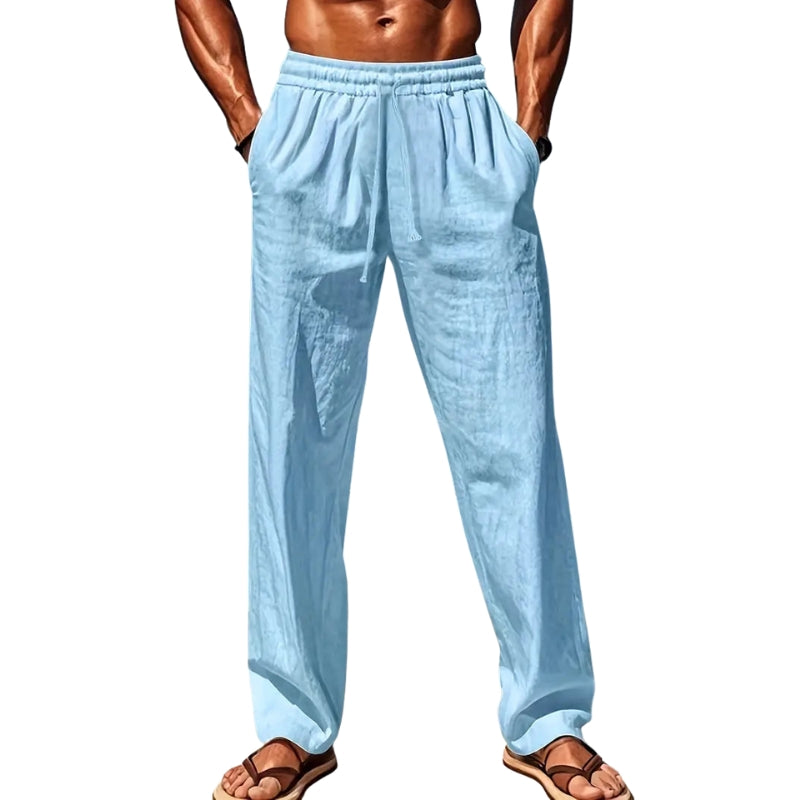 Pantalon Lin Décontracté avec Ceinture Élastique