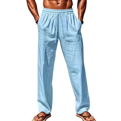 Pantalon Lin Décontracté avec Ceinture Élastique