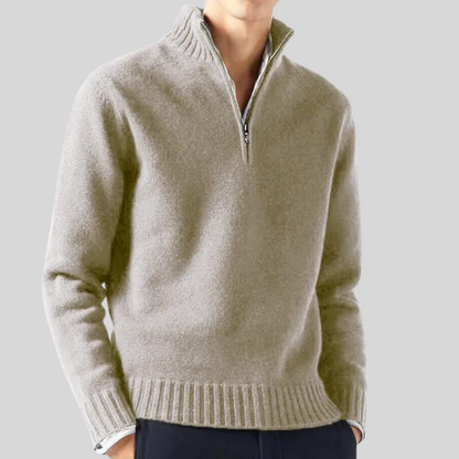 Pull Luxe à Fermeture Éclair Mi-Hauteur