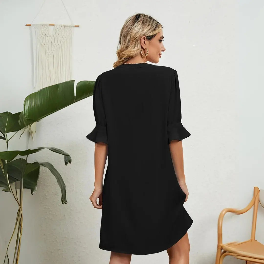 Isadee | Bequemes Kleid Mit V-Ausschnitt Zendoo.de