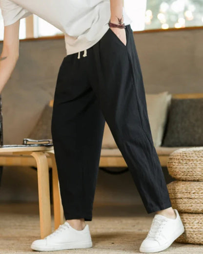 Short Décontracté Plissé avec Cordons pour Homme