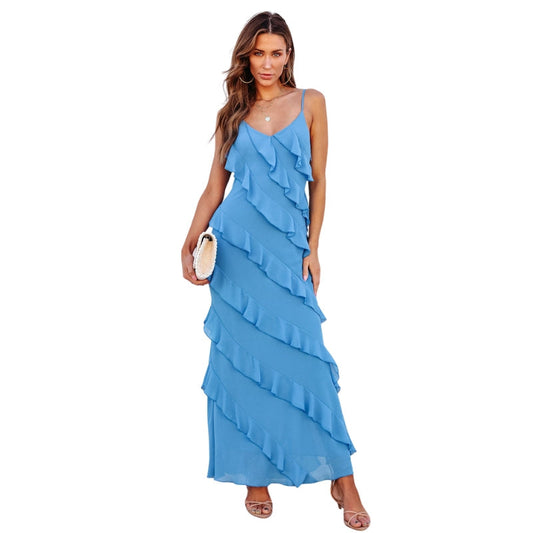 Robe Été Longue sans Manches Décolletée Féminine - PanierRoyale