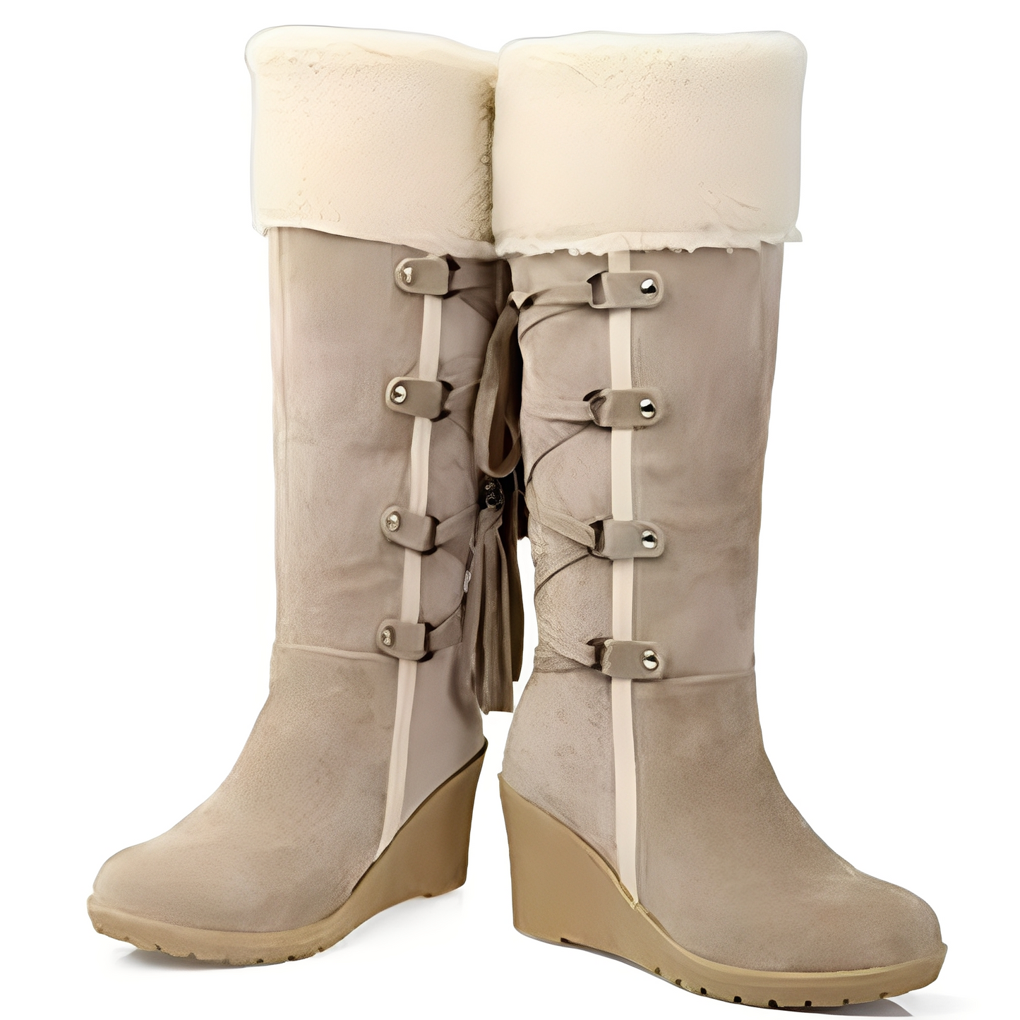 Bottes Hauts Talons en Daim Chaudes et Élégantes pour Femme