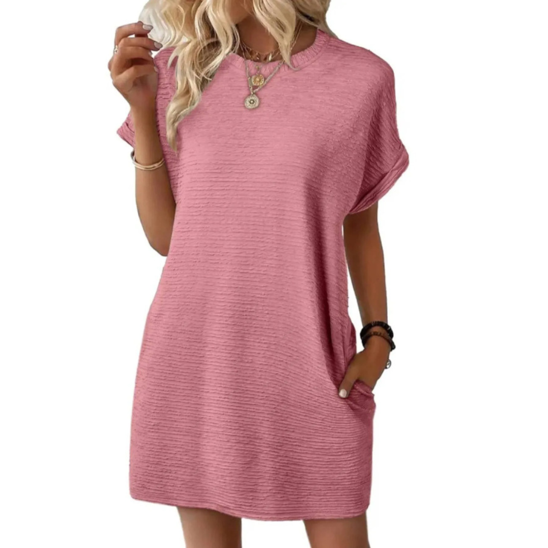 Robe Femme Décontractée Col Rond Poches Pratiques