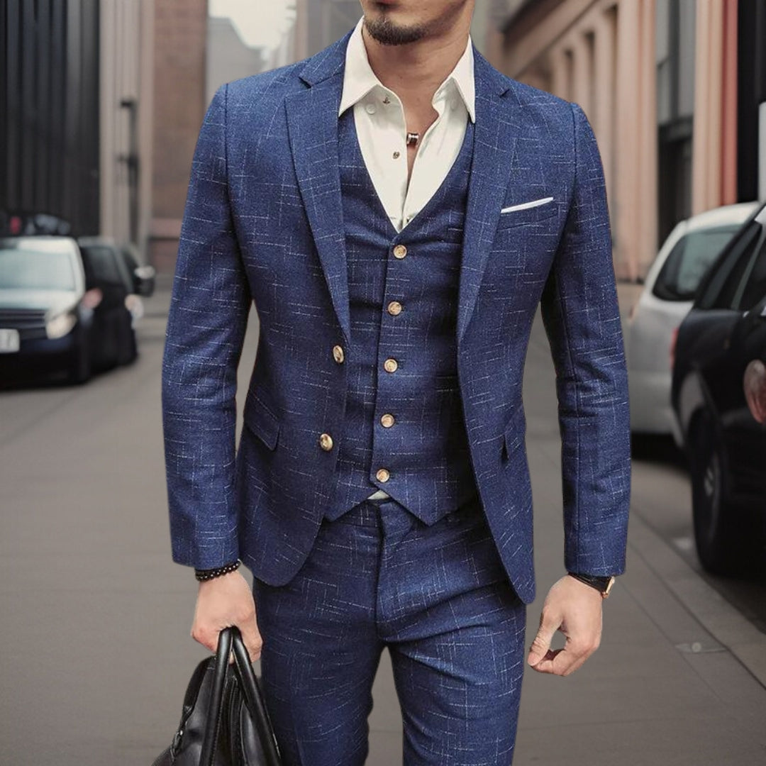 Costume Mariage Homme Classique Noir Trois Pièces - PanierRoyale