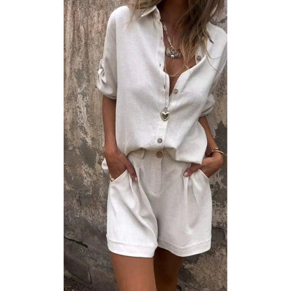 Ensemble 2 Pièces Féminin : Chemisier et Short Décontracté pour Femme
